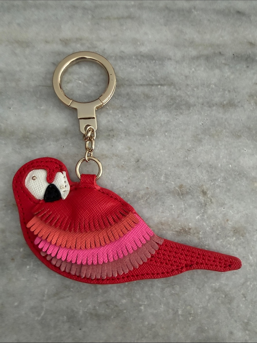 Kate Spade Red Leather Parrot Key Chain - Rare & Retired!